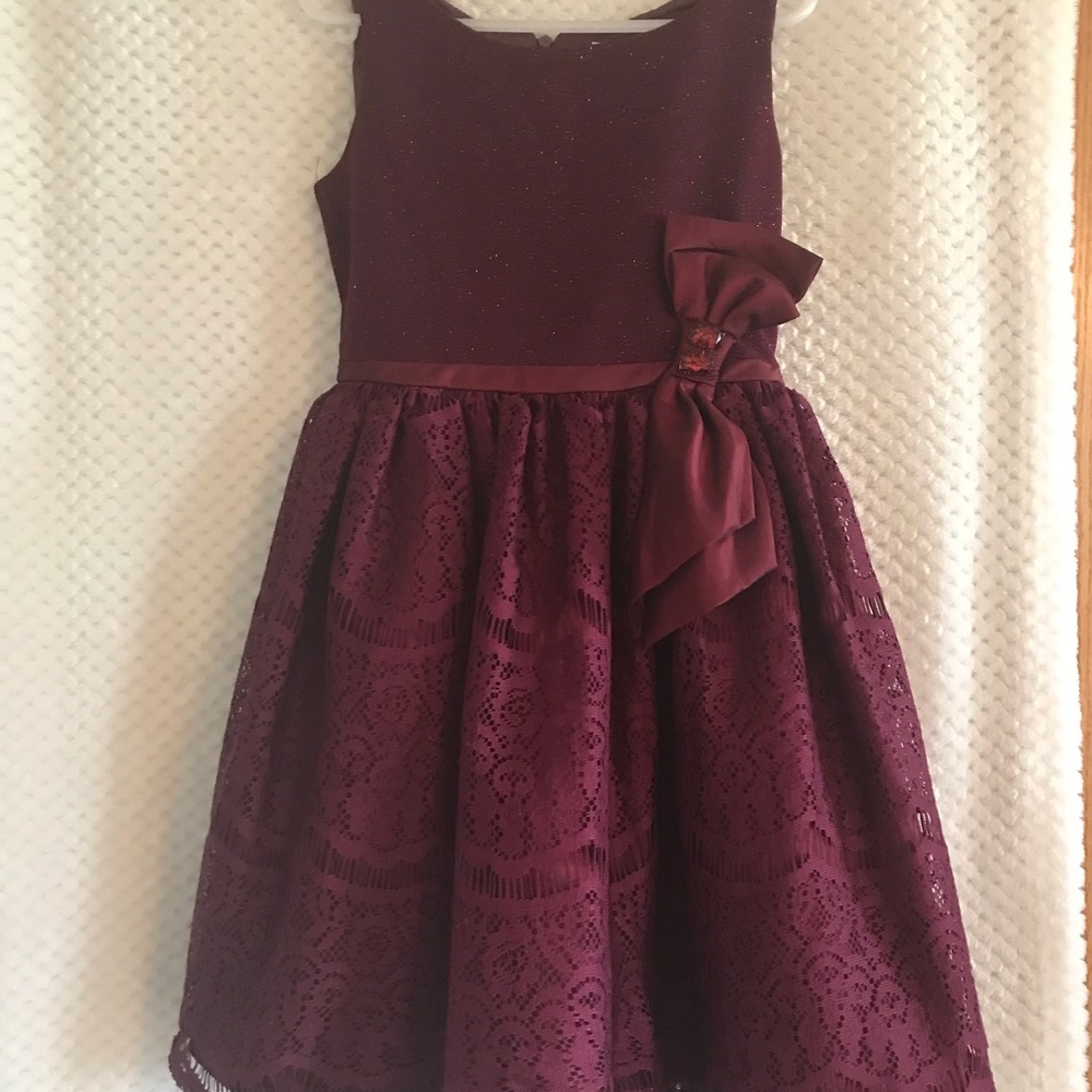 Girls Maroon Holiday Dress